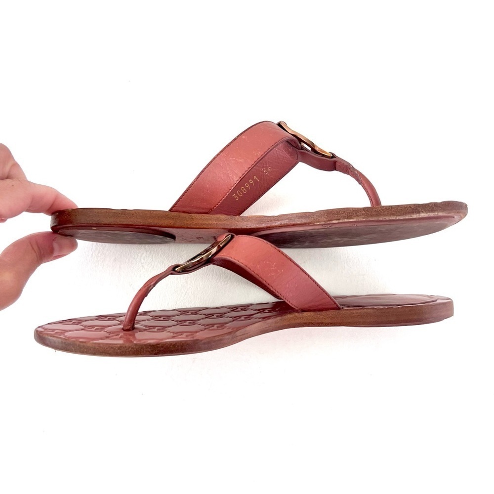 GUCCI | Pink Guccissima Leather Interlocking GG Thong Sandals‎ Flats EU 36 - Picture 16 of 16
